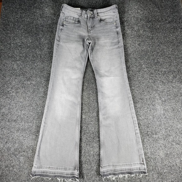 H&M Denim - NWT‎ H&M Divided Flare Low Waist Raw Hem Women's Jeans Size 4 Gray Flap Pockets